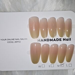 Champagne and Gold Catseye Handmade Nail Set